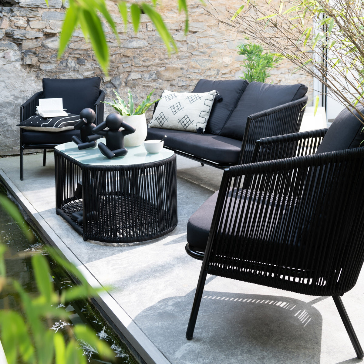 Lussuoso set lounge 4 pezzi nero Eli J-Line