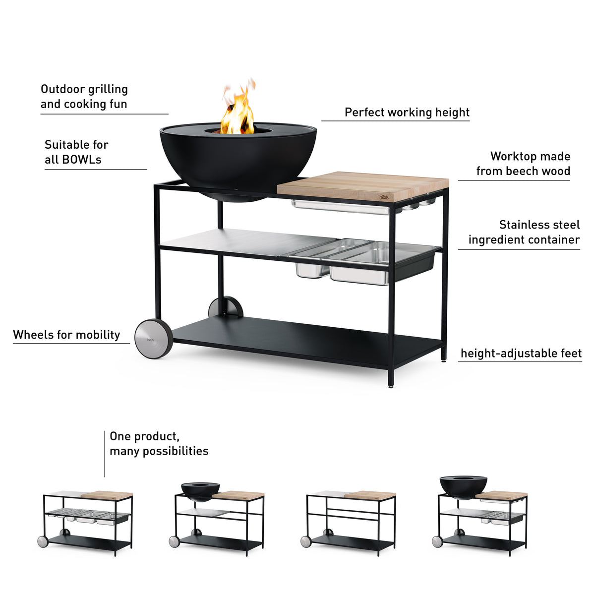 Fire Kitchen BBQ con Höfats Bowl 70 Cucina da esterno