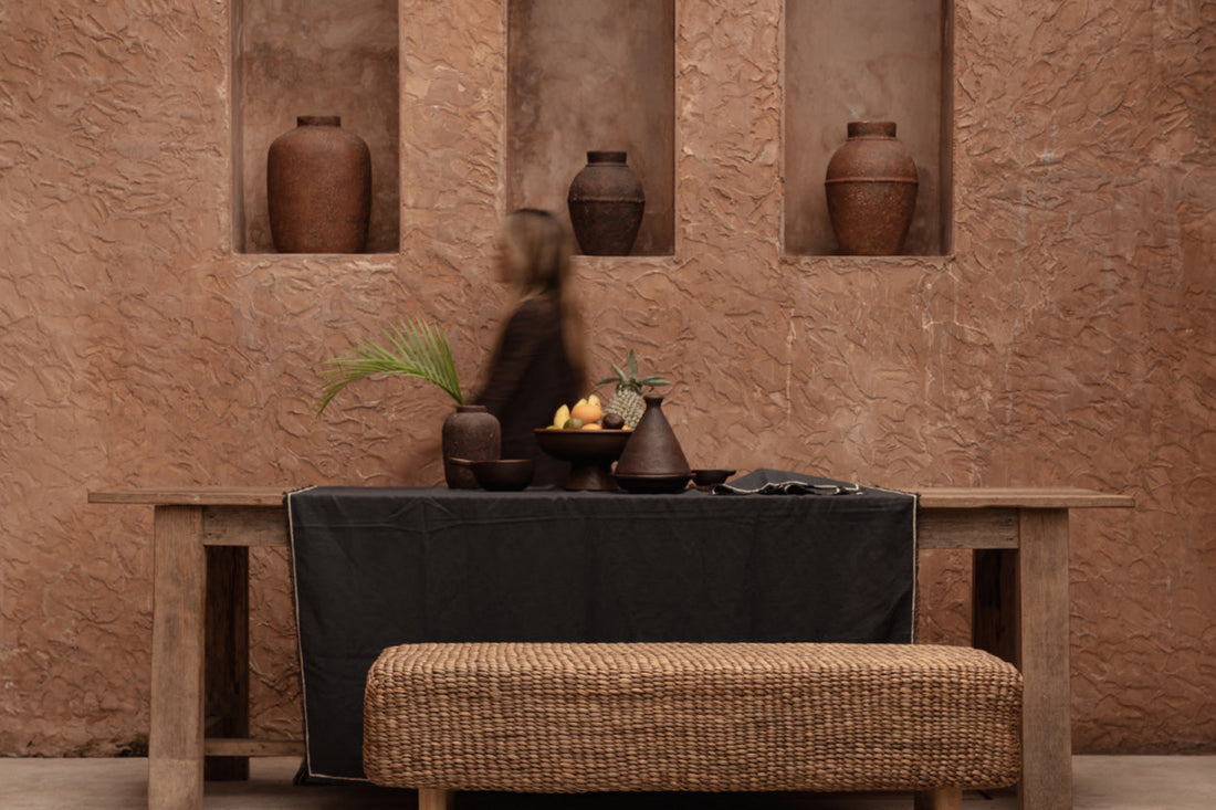 La tovaglia Tuscany - Nero Naturale - 150x300 Bazar Bizar
