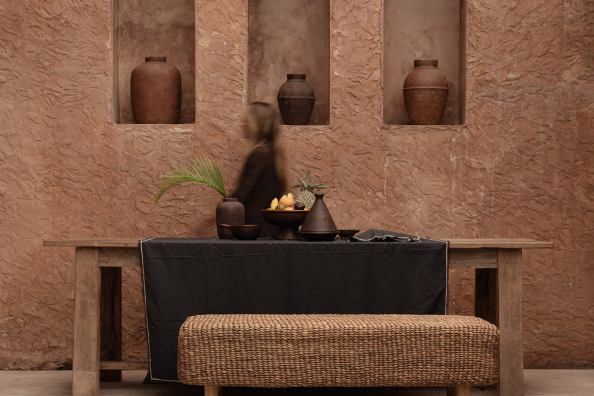 La tovaglia Tuscany - Nero Naturale - 150x300 Bazar Bizar