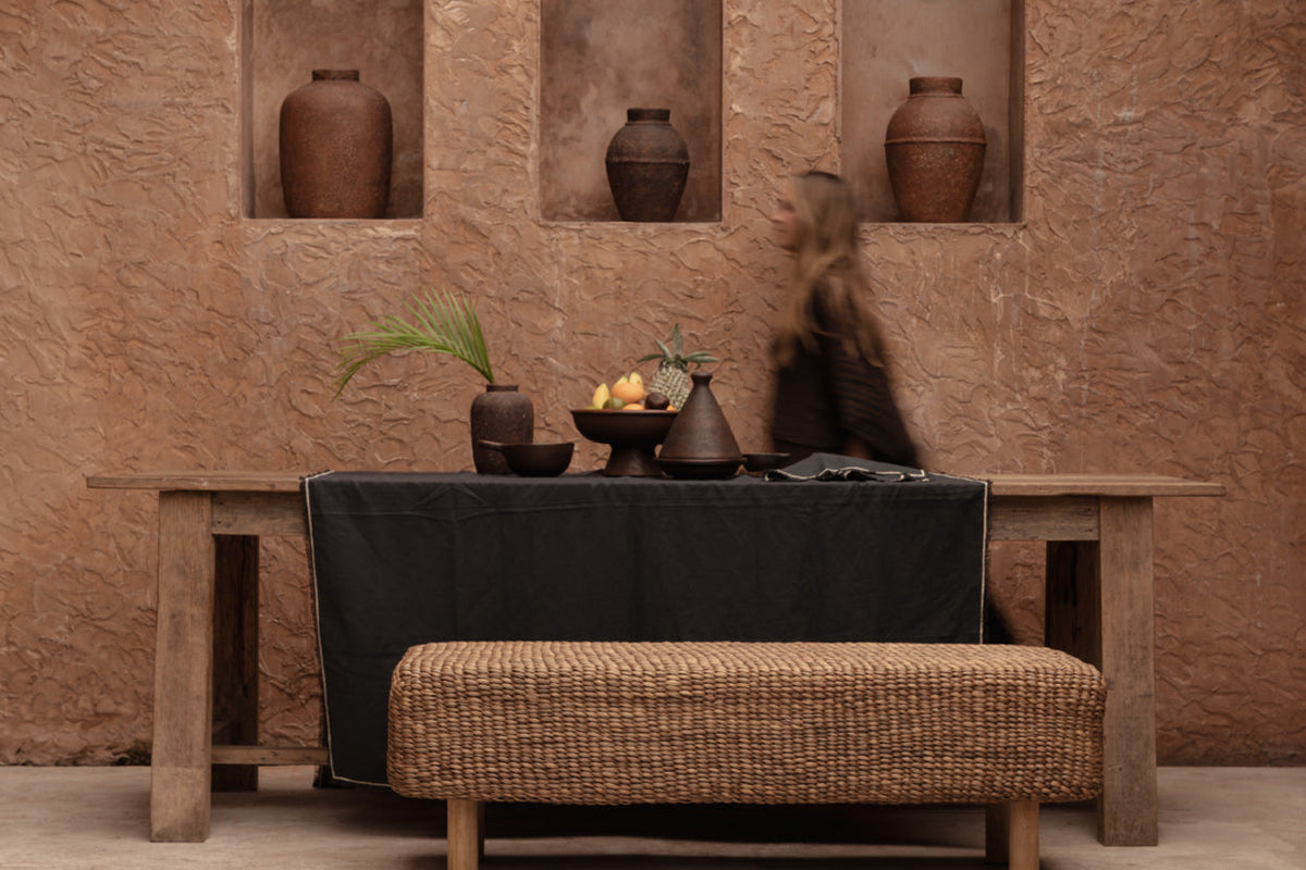 La tovaglia Tuscany - Nero Naturale - 150x300 Bazar Bizar