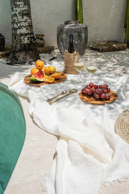 La tovaglia in lino - Bianco - 150x150 Bazar Bizar