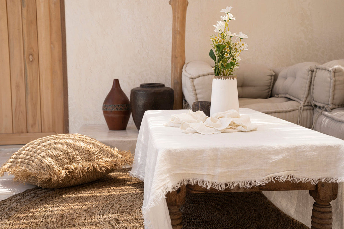 La tovaglia in lino - Bianco - 150x150 Bazar Bizar