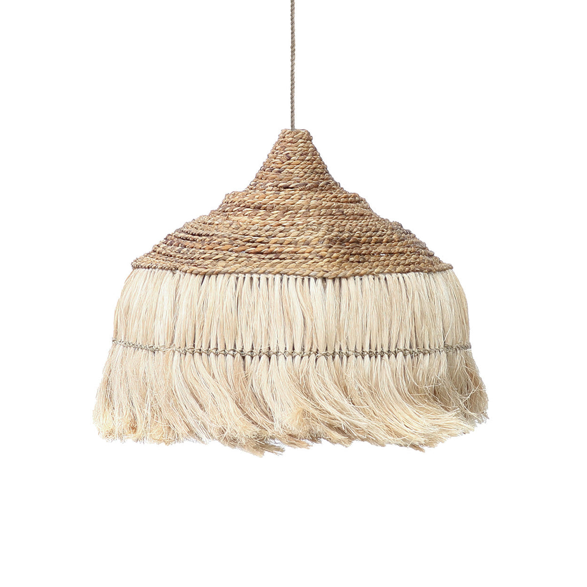 La lampada a sospensione Hoola in fibra di abaca naturale Large Bazar Bizar