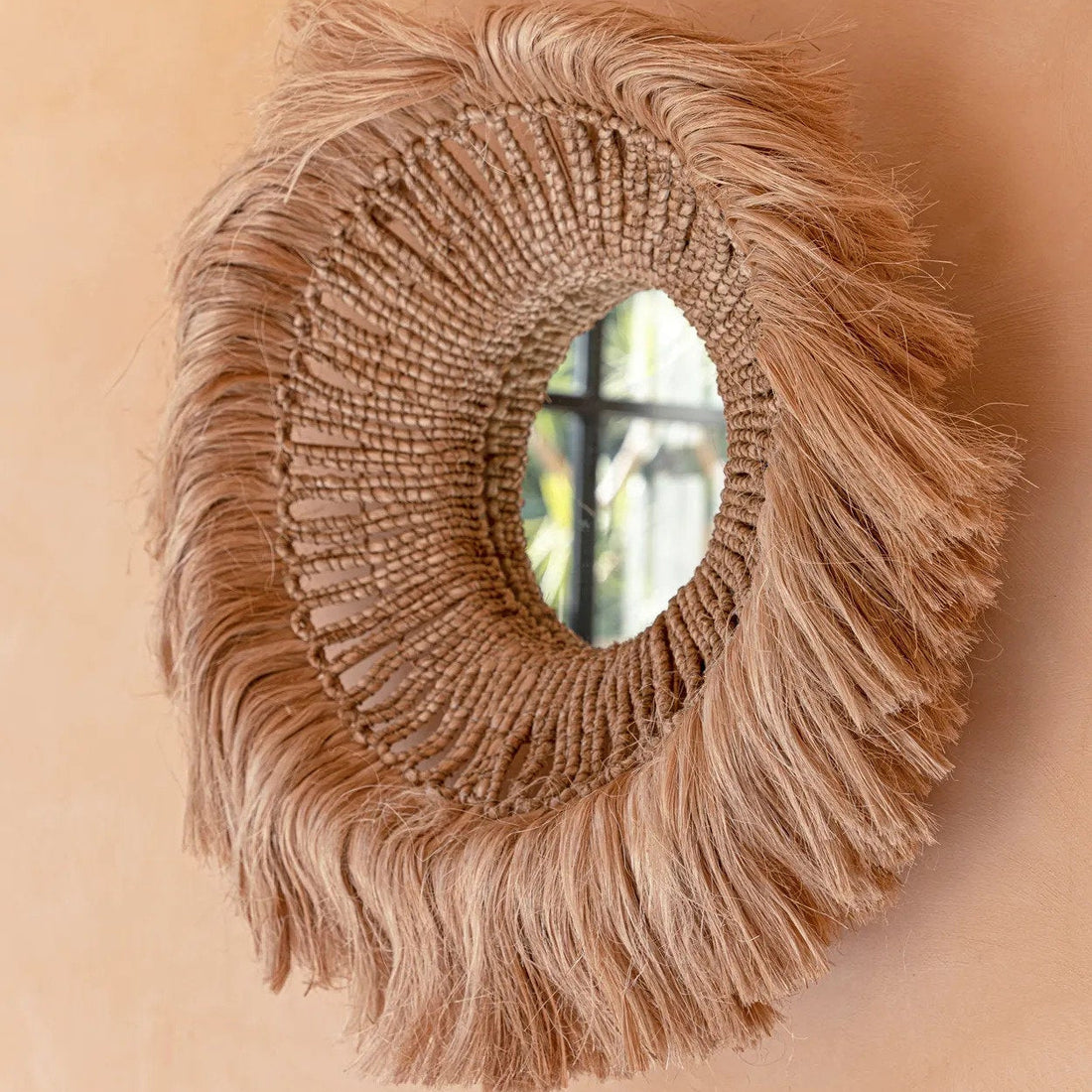 Lo specchio Solomon in abaca - Naturale 85x85 cm Bazar Bizar