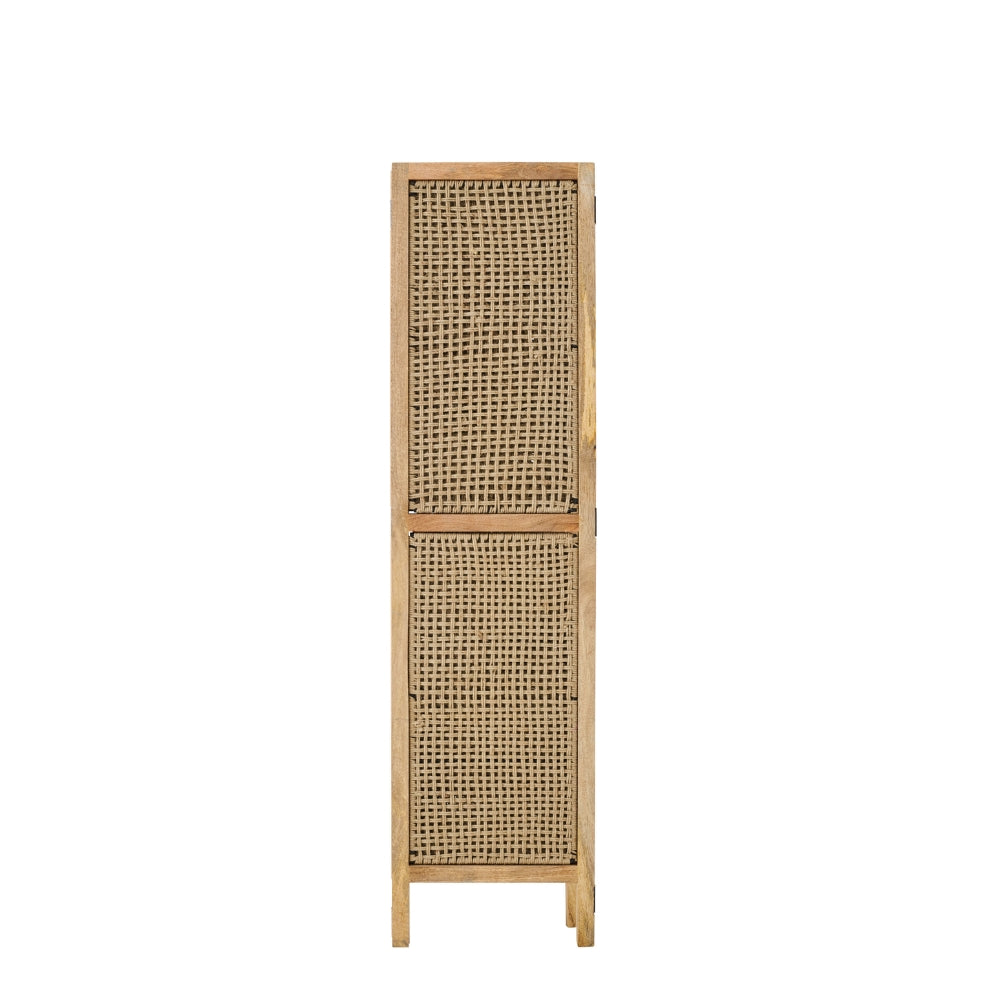 Paravento Da Interno Con Pannelli In Vimini Legno Di Mango Naturale J-Line