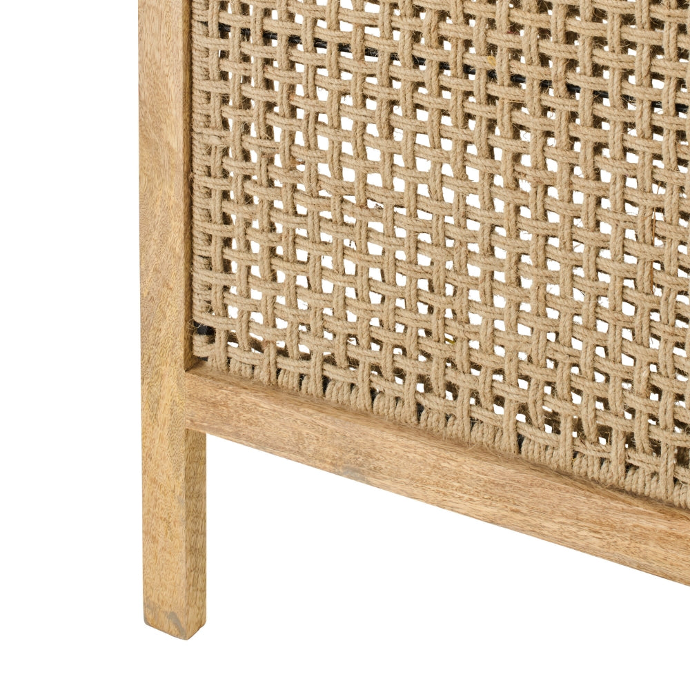 Paravento Da Interno Con Pannelli In Vimini Legno Di Mango Naturale J-Line