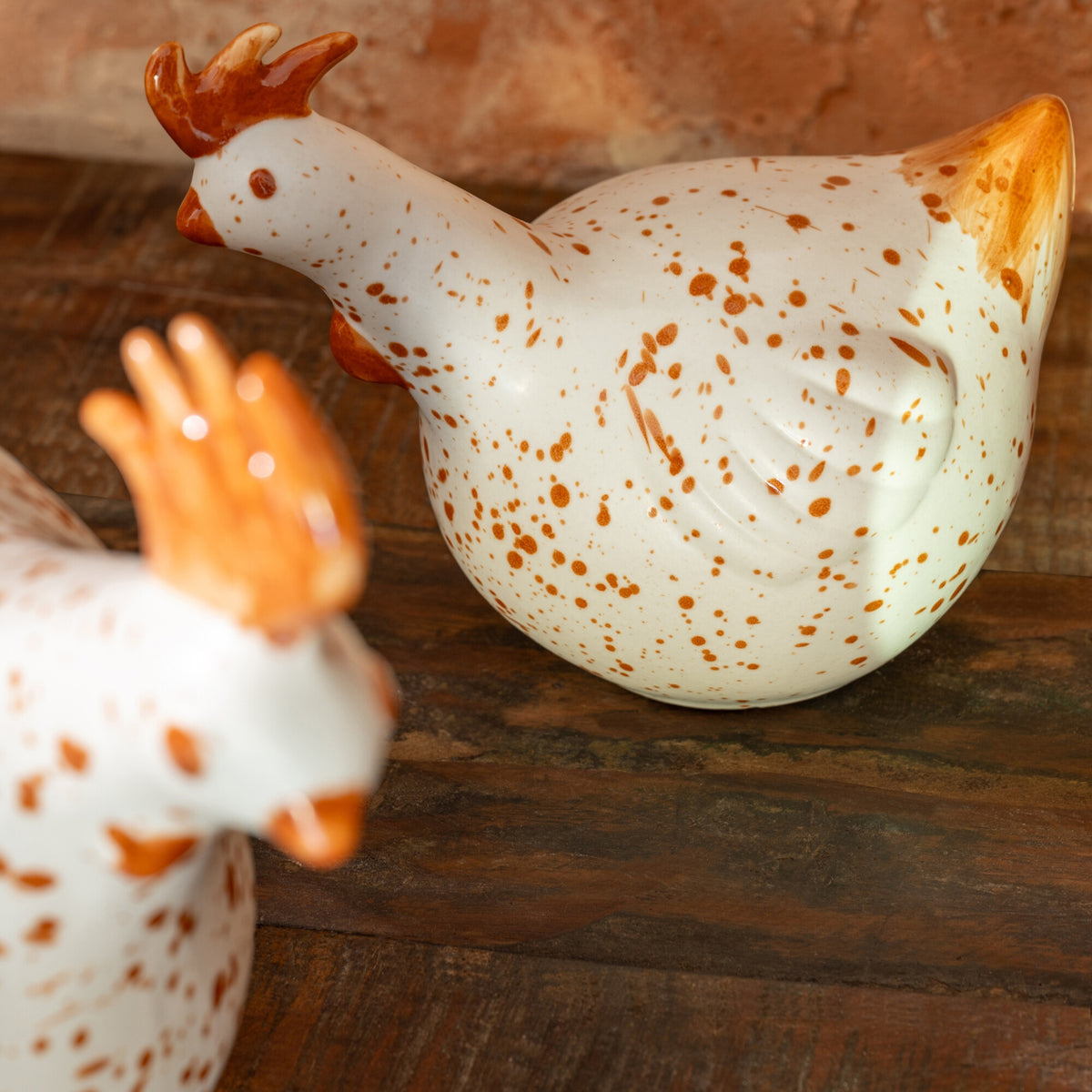 Gallo in ceramica bianco/marrone Large J-Line