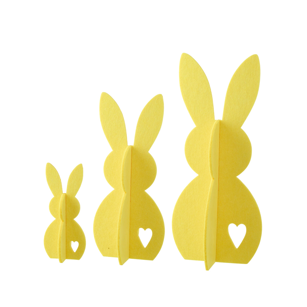 Decorazione pasquale con coniglietto giallo in feltro, set da 3 J-Line