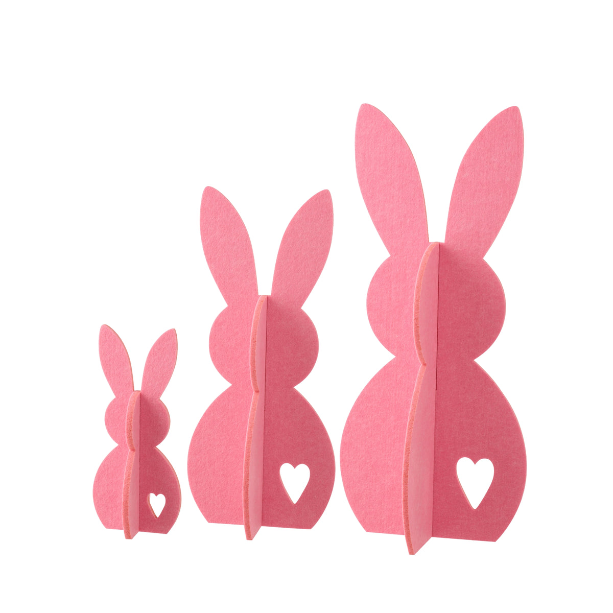 Decorazione pasquale con coniglietto rosa in feltro, set da 3 J-Line