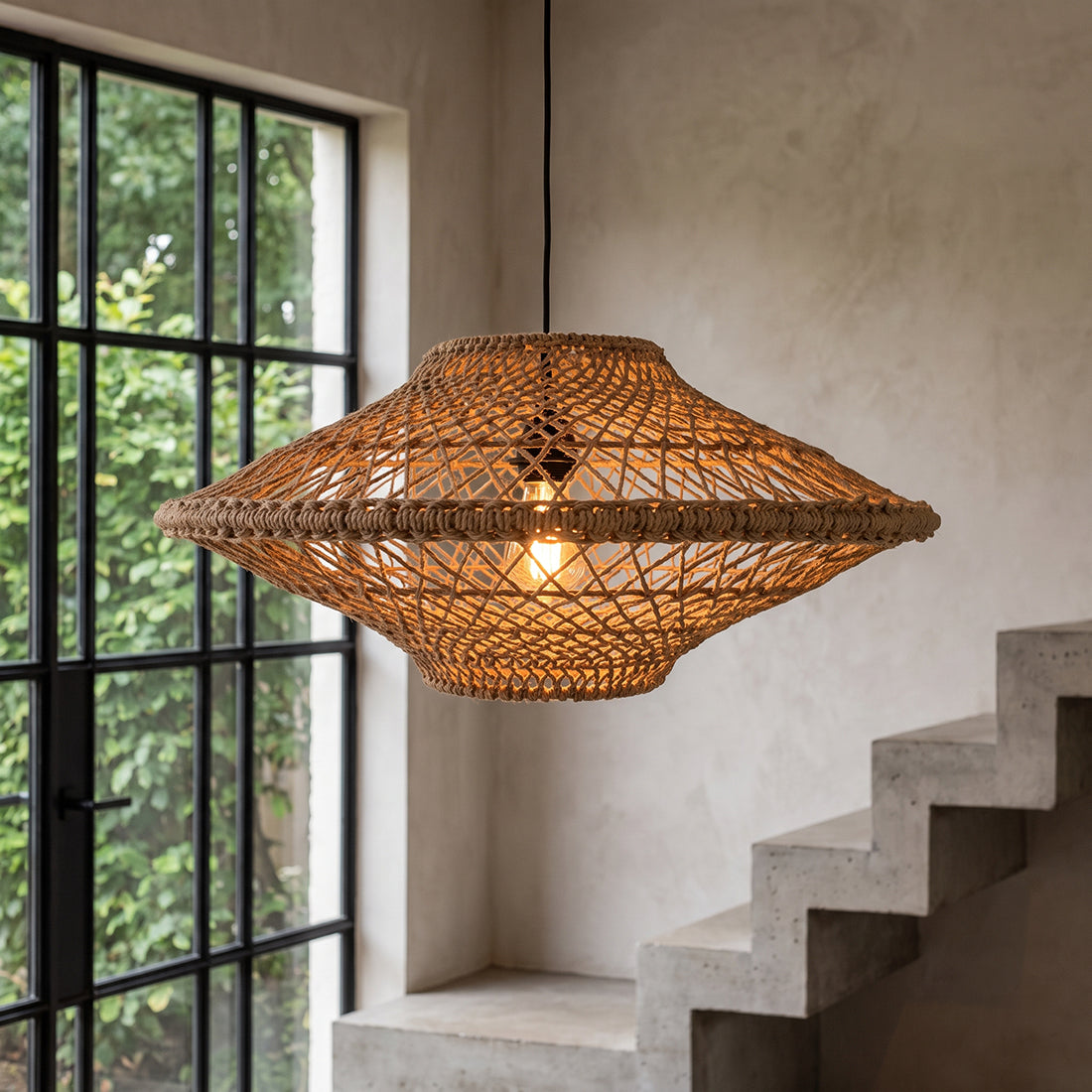 Lampada a sospensione Corda in corda naturale media Ø60 cm Raw Materials