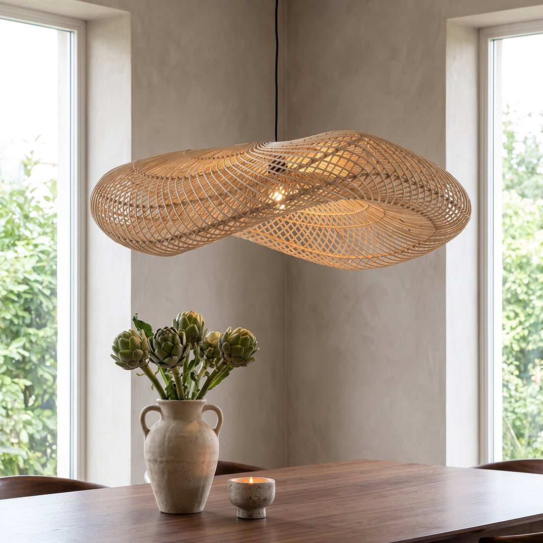 Lampada a sospensione Wave Natural XL Raw Materials