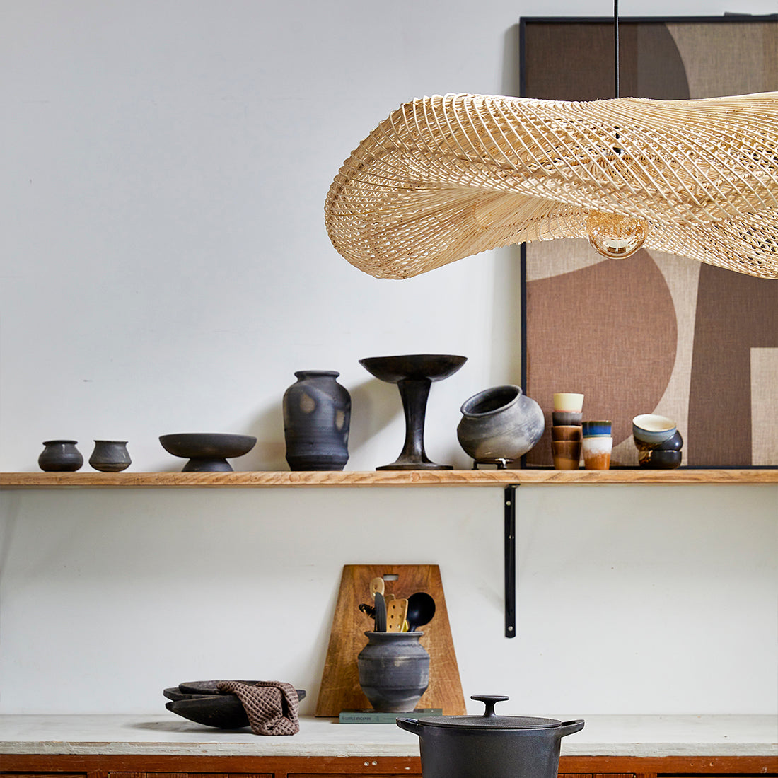 Lampada a sospensione Wave Natural XL Raw Materials
