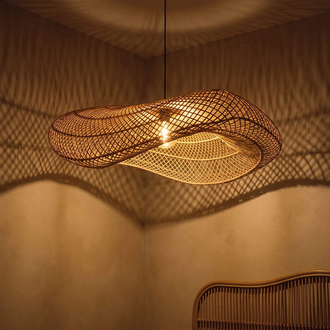 Lampada a sospensione Wave Natural XL Raw Materials