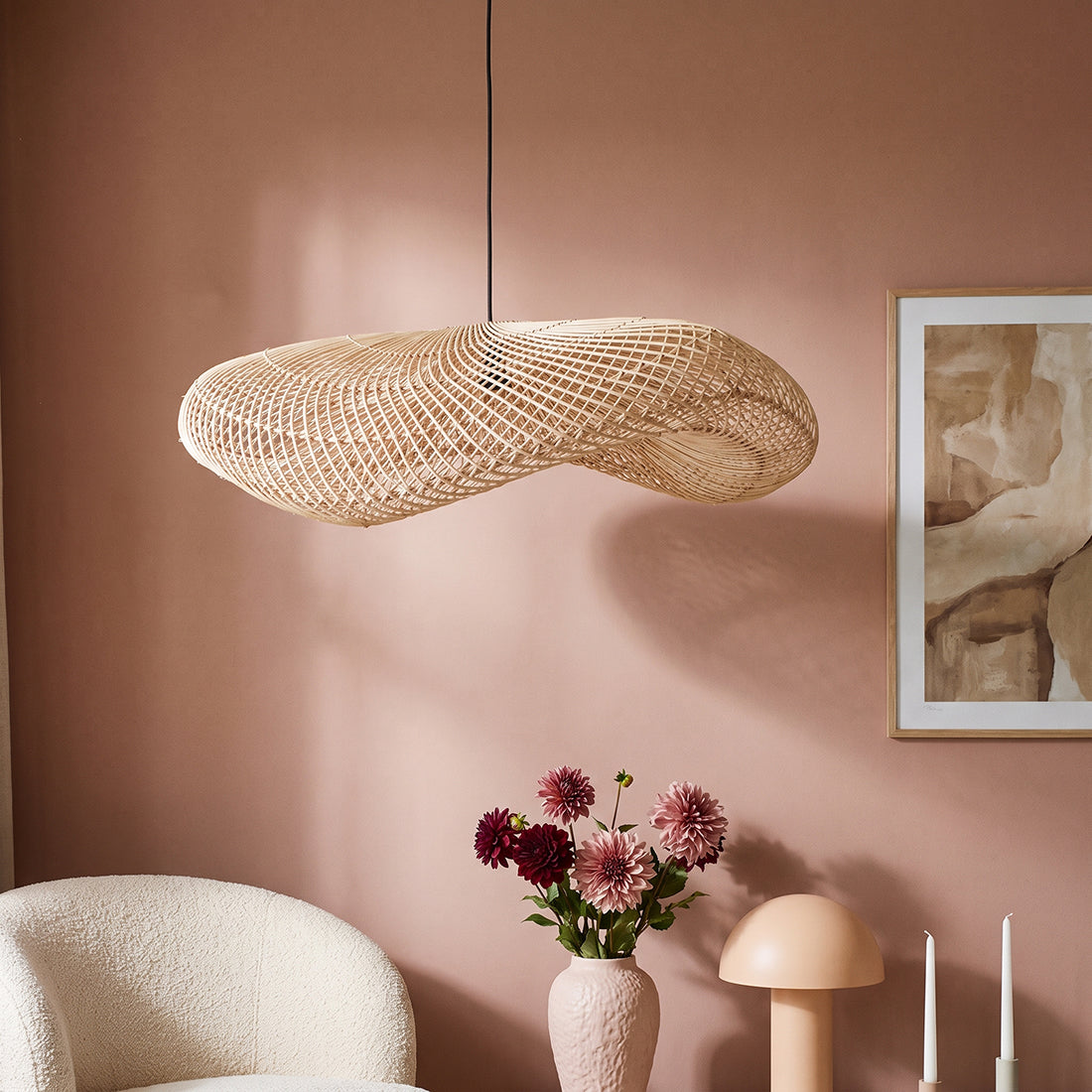 Lampada a sospensione Wave Natural XL Raw Materials