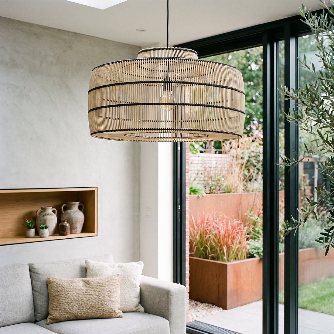 Lampada a sospensione Stella in rattan Raw Materials
