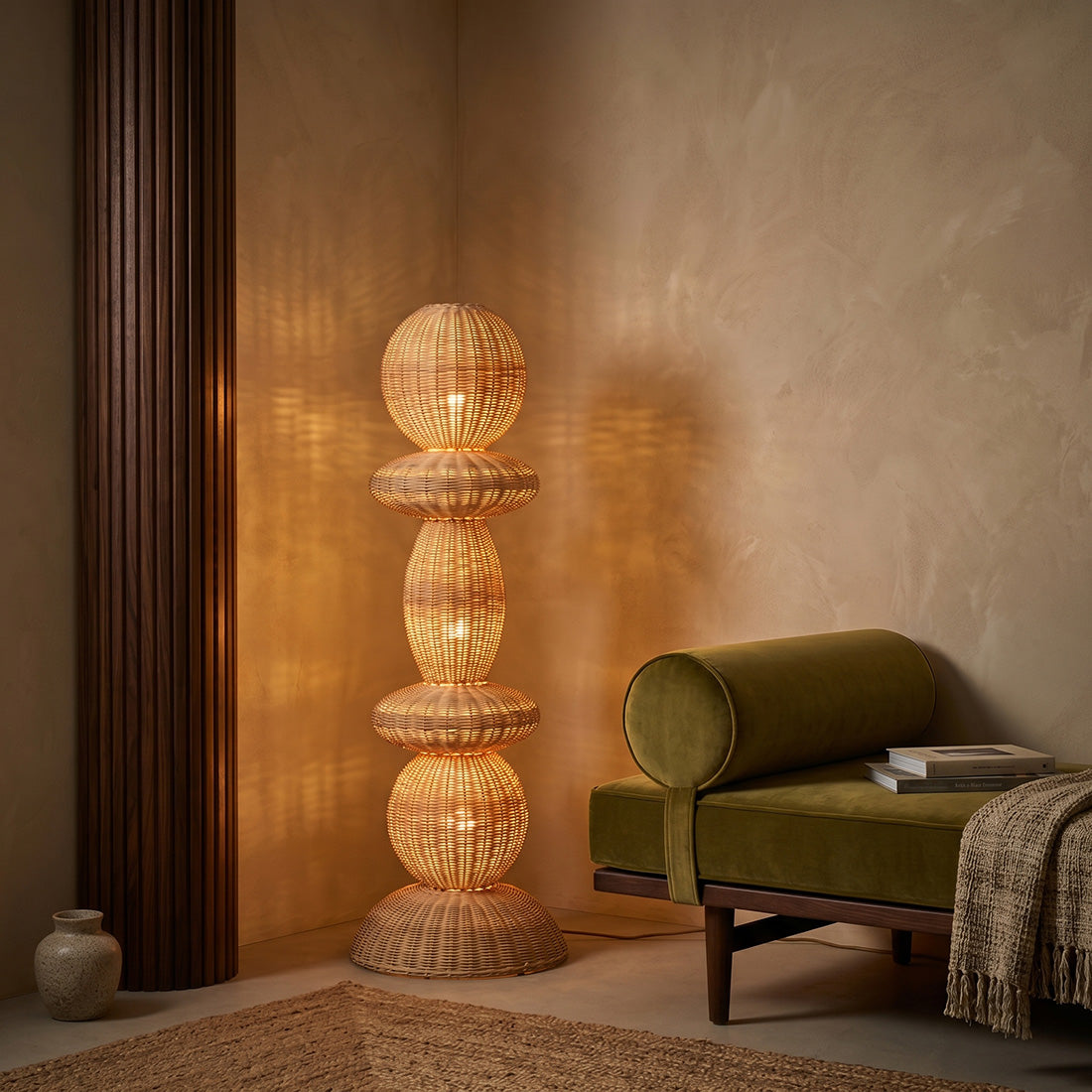 Lampada da terra Tao in rattan - 140 cm Raw Materials