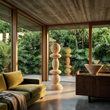 Lampada da terra Tao in rattan - 140 cm Raw Materials