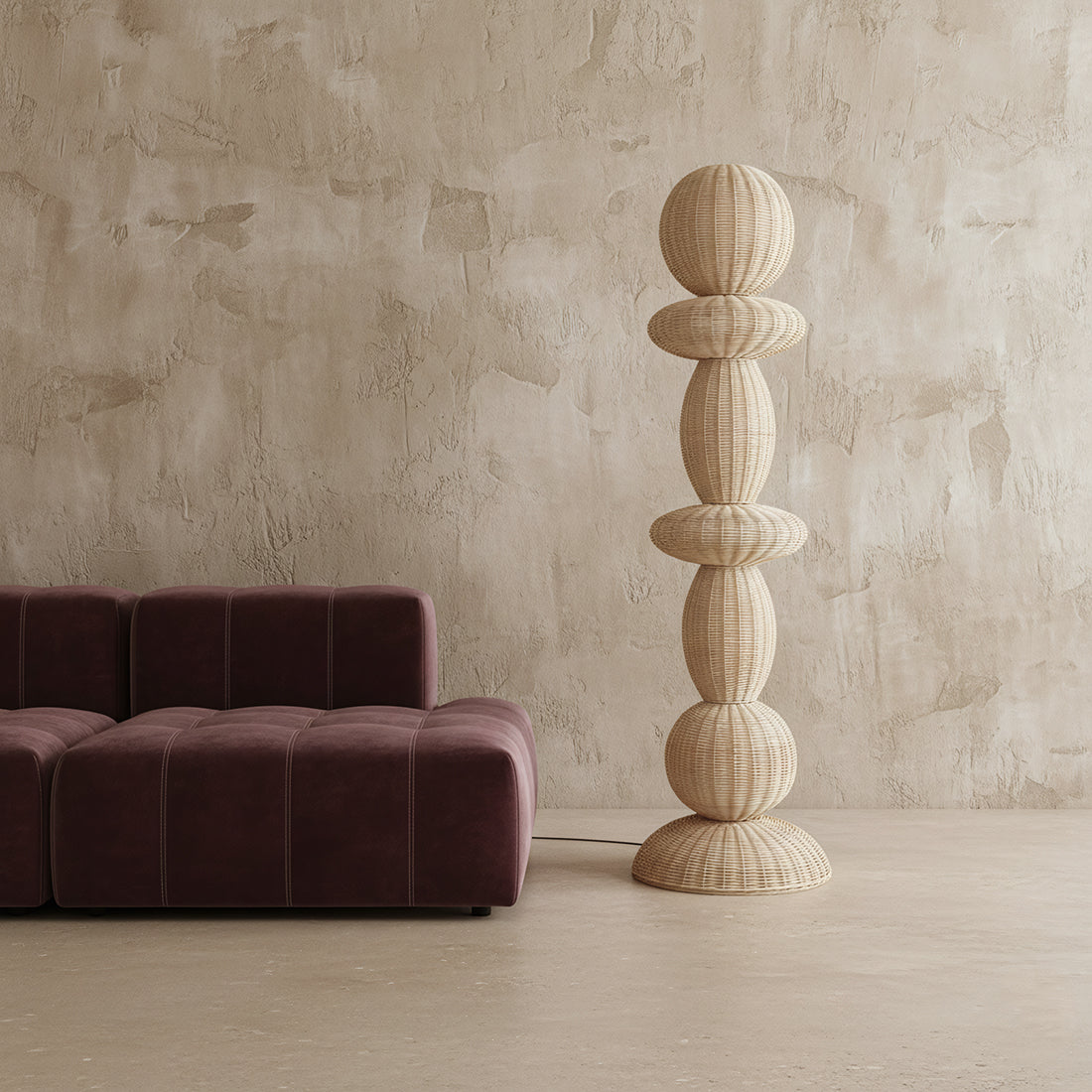Lampada da terra Tao in rattan - 175 cm Raw Materials