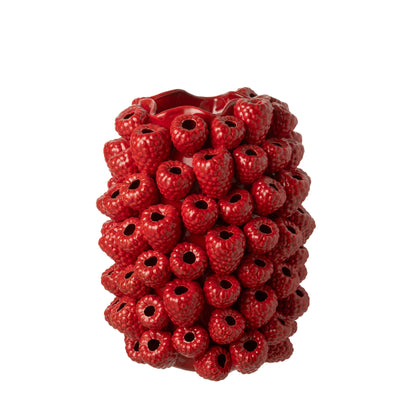 Vaso Berry in ceramica con rilievo rosso natalizio J-Line