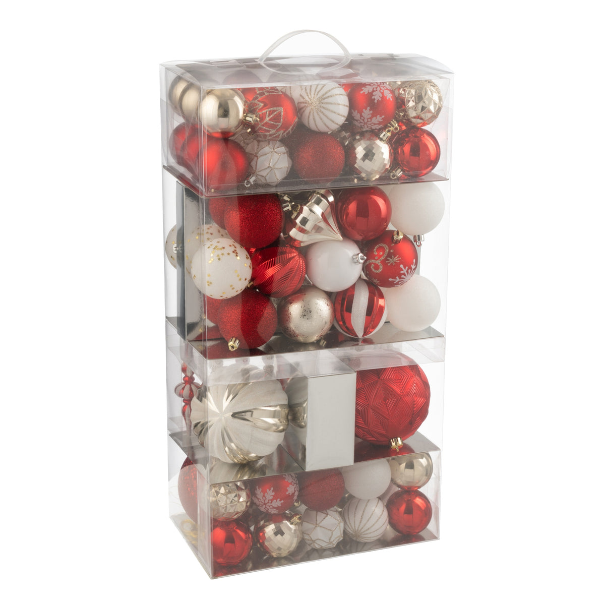 Scatola Da 80 Palline Di Natale In Plastica Rosso Natale/Color Oro J-Line