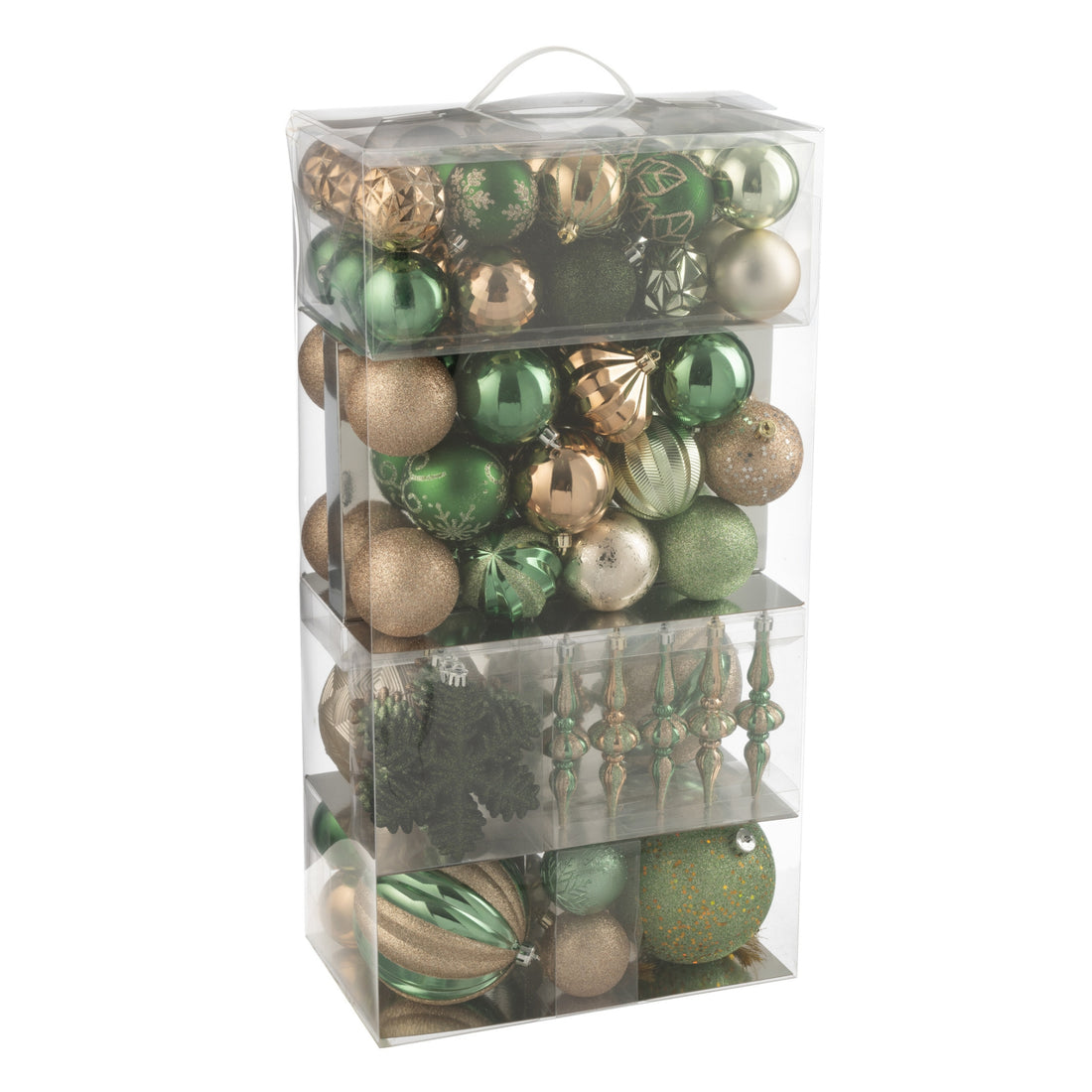 Scatola Da 80 Palline Di Natale In Plastica Verde Menta/Ecru J-Line