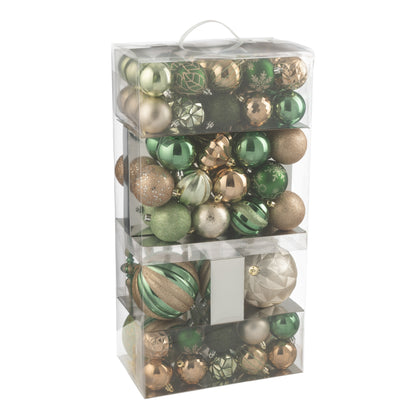 Scatola Da 80 Palline Di Natale In Plastica Verde Menta/Ecru J-Line