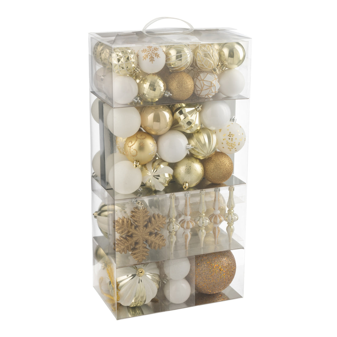 Scatola Da 80 Palline Di Natale In Plastica Bianche/Color Oro J-Line