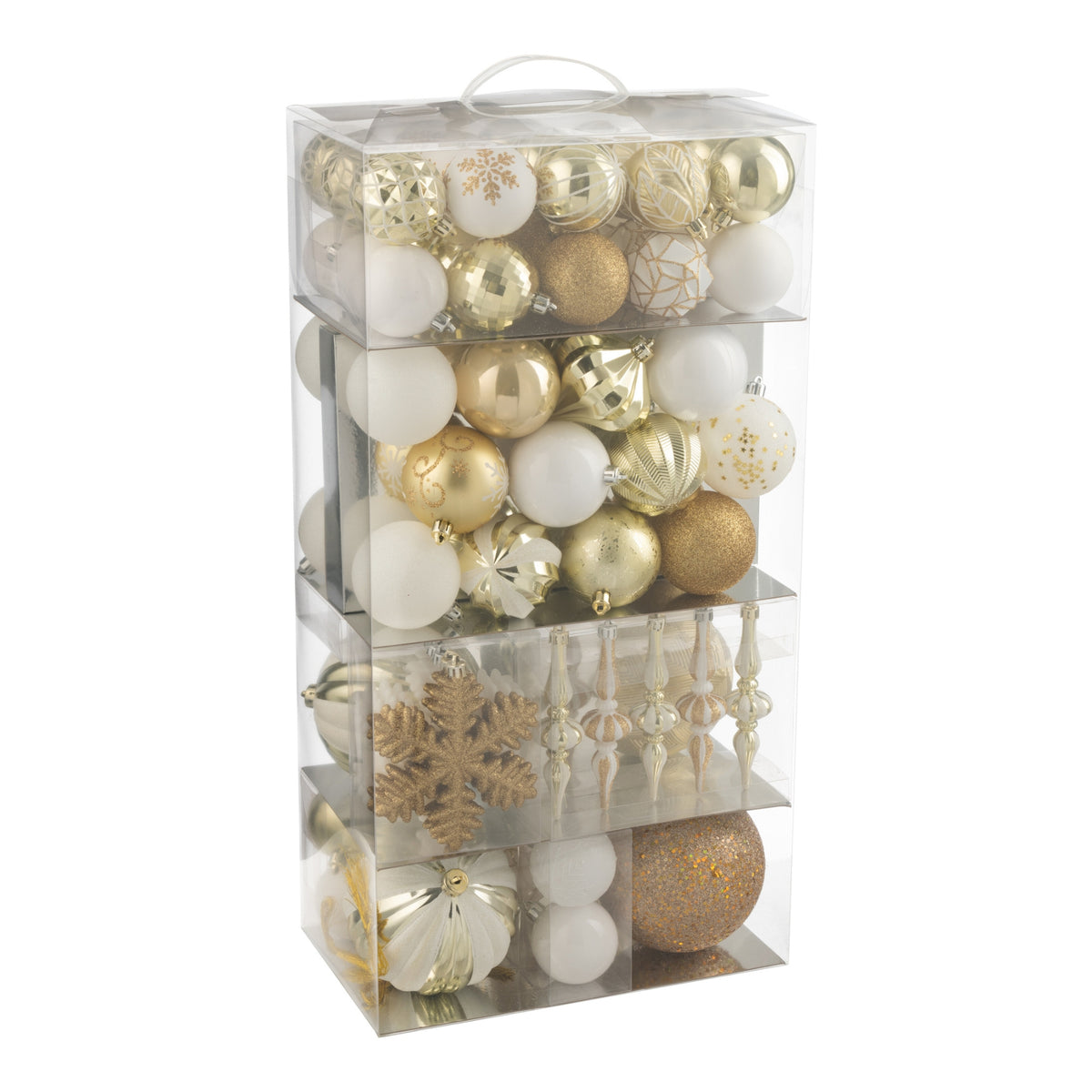 Scatola Da 80 Palline Di Natale In Plastica Bianche/Color Oro J-Line