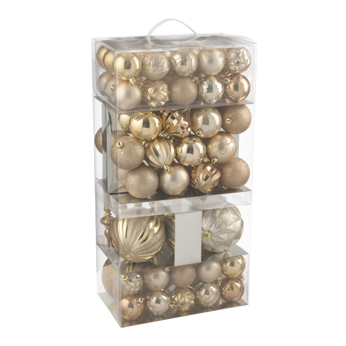Scatola Da 80 Palline Di Natale In Plastica Beige/Ecru J-Line