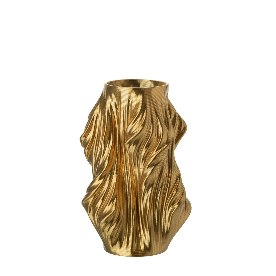 Vaso stampato in 3D irregolare color porcellana dorata piccolo J-Line