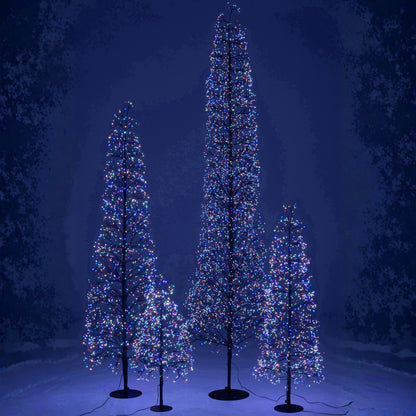 Albero di Natale Luci LED Multicolore Ferro Nero Extra Large H240cm J-Line