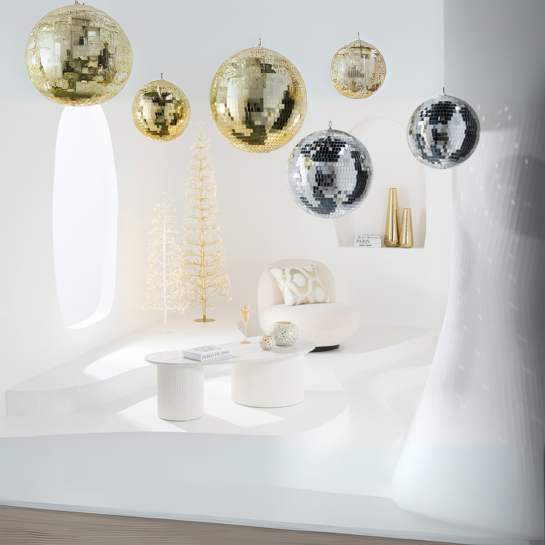 Albero di Natale con Luci LED Bianco Caldo Metallo Bianco Large H180cm J-Line