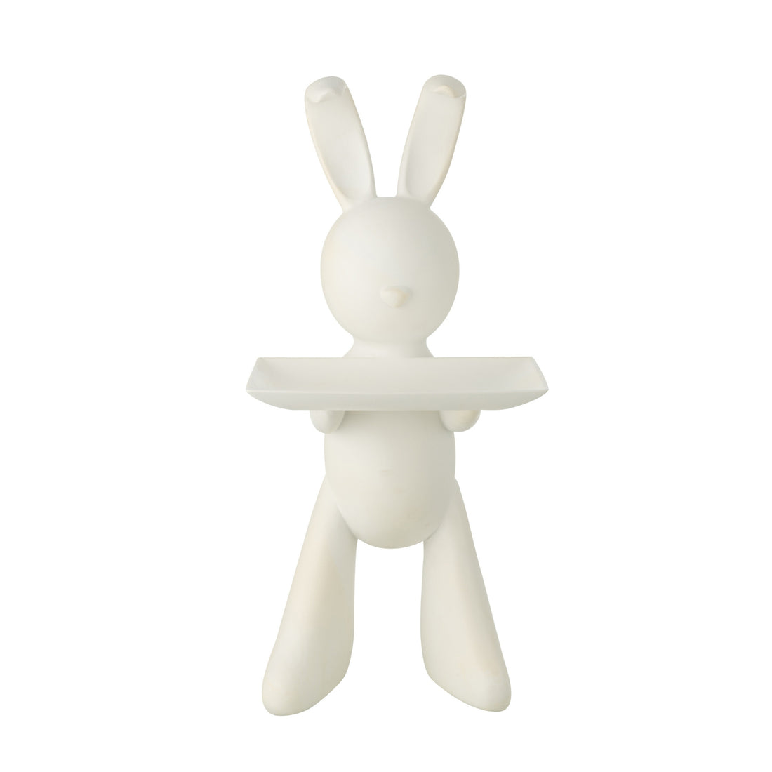 Vassoio decorativo con coniglio in poliresina bianco J-Line