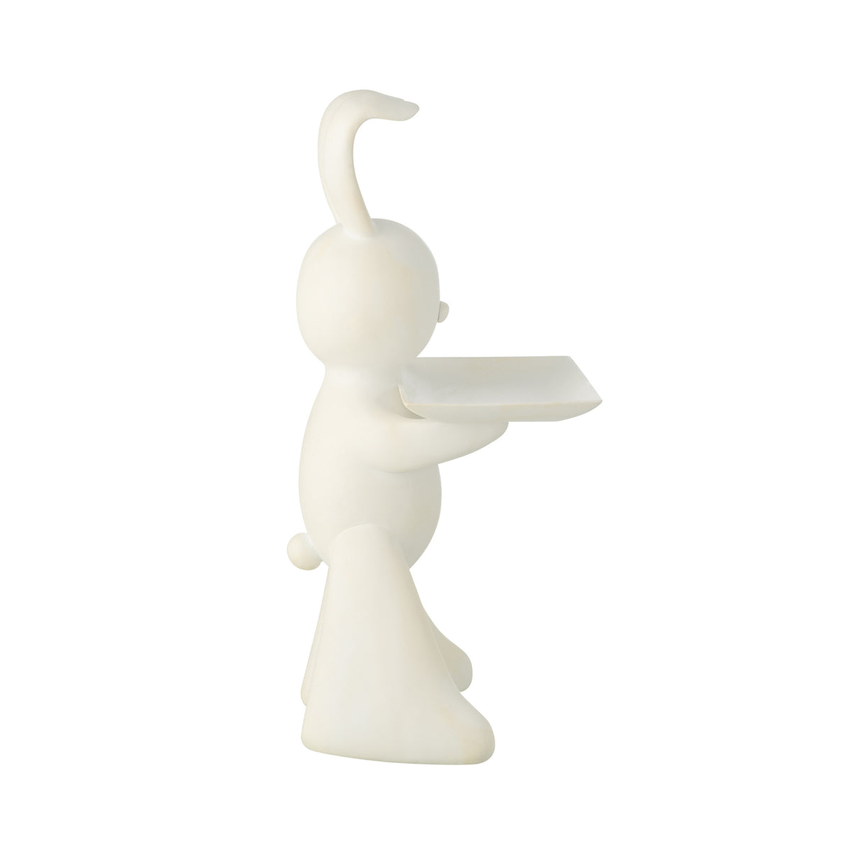 Vassoio decorativo con coniglio in poliresina bianco J-Line