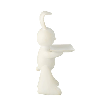 Vassoio decorativo con coniglio in poliresina bianco J-Line