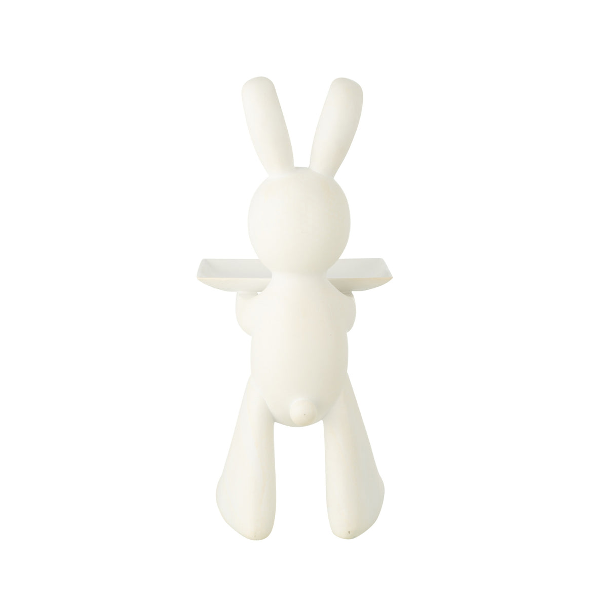 Vassoio decorativo con coniglio in poliresina bianco J-Line