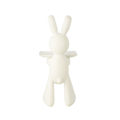 Vassoio decorativo con coniglio in poliresina bianco J-Line