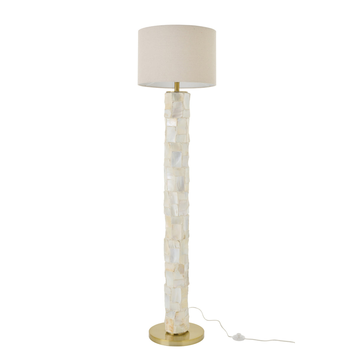 Lampada da terra Effetto perla Conchiglia Bianco sporco/Beige chiaro J-Line
