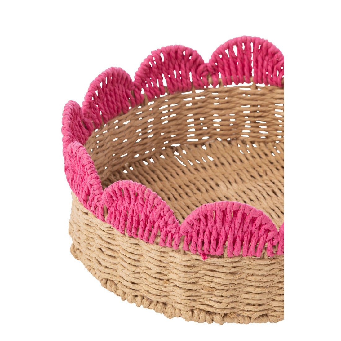 Set di 2 vassoi decorativi con bordo smerlato, carta rosa/arancione J-Line