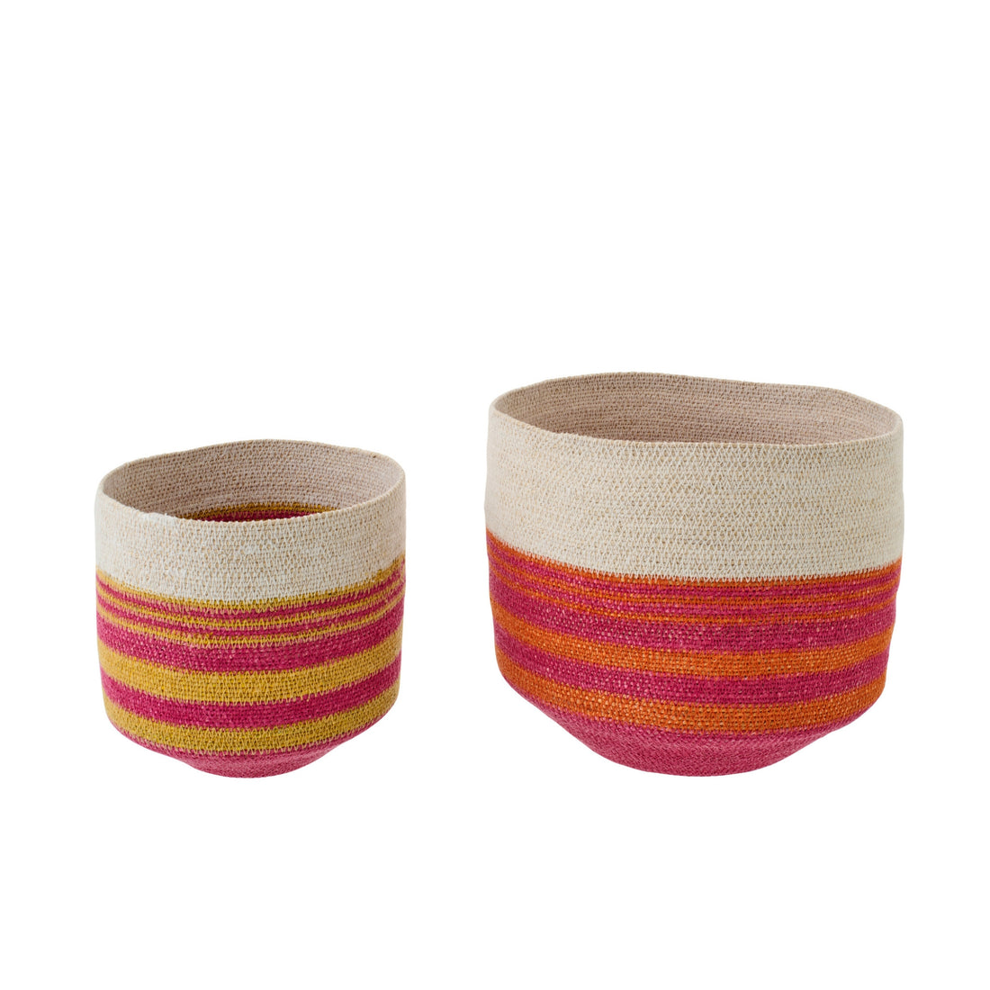Set di 2 cesti in erba marina a righe multicolore J-Line