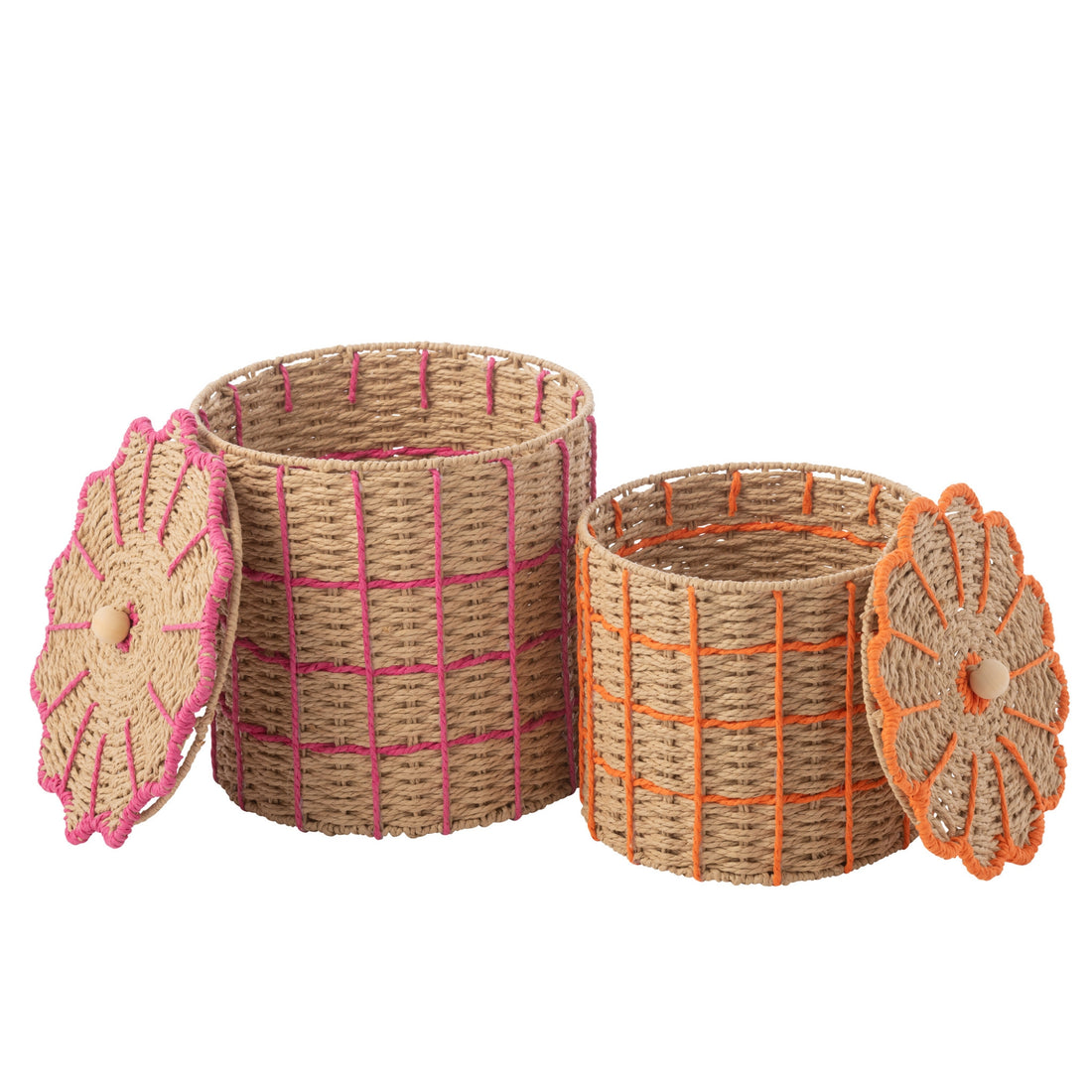 Set di 2 Cesti in Carta Rosa/Arancione J-Line
