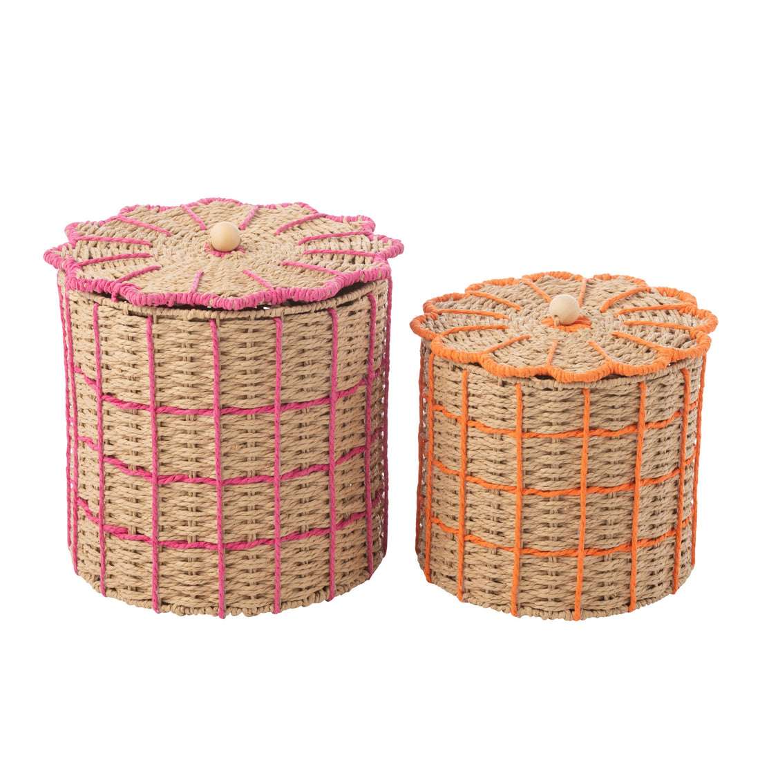 Set di 2 Cesti in Carta Rosa/Arancione J-Line