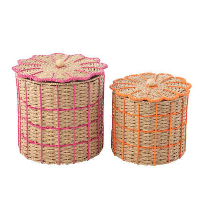 Set di 2 Cesti in Carta Rosa/Arancione J-Line