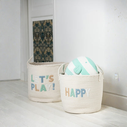 Set di 3 cestini per bambini in cotone bianco/azzurro chiaro J-Line