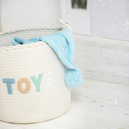 Set di 3 cestini per bambini in cotone bianco/azzurro chiaro J-Line