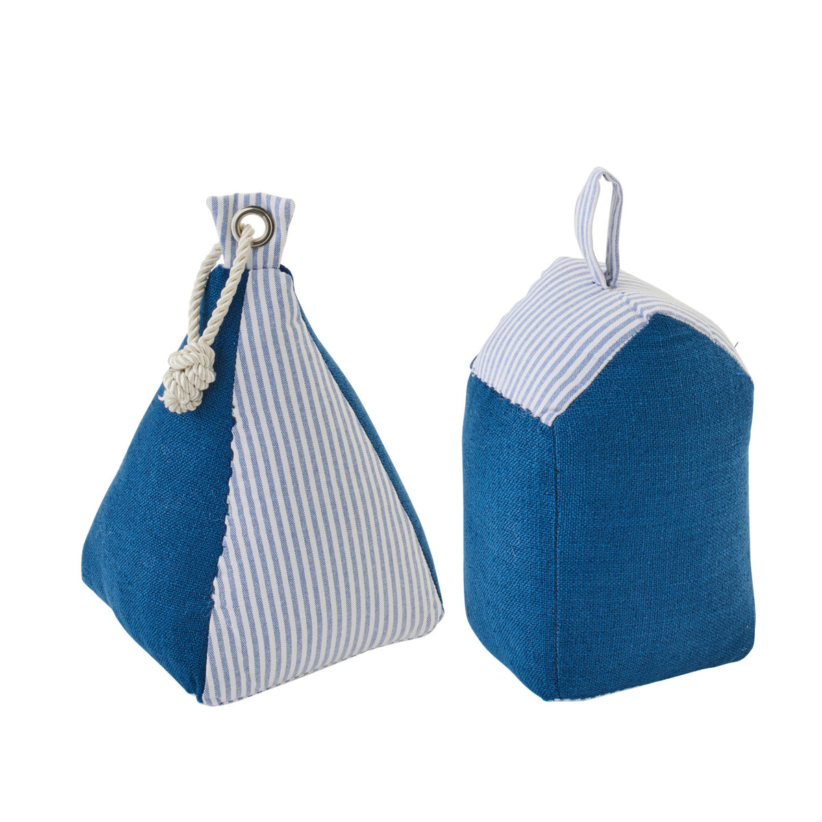 Tappaschiena Casa Spiaggia + Ancora Poliestere a Righe Blu Scuro/Bianco Set Da 2 J-Line