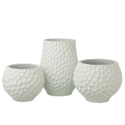Vaso per piante con scanalature + esterno bianco sabbia Large J-Line