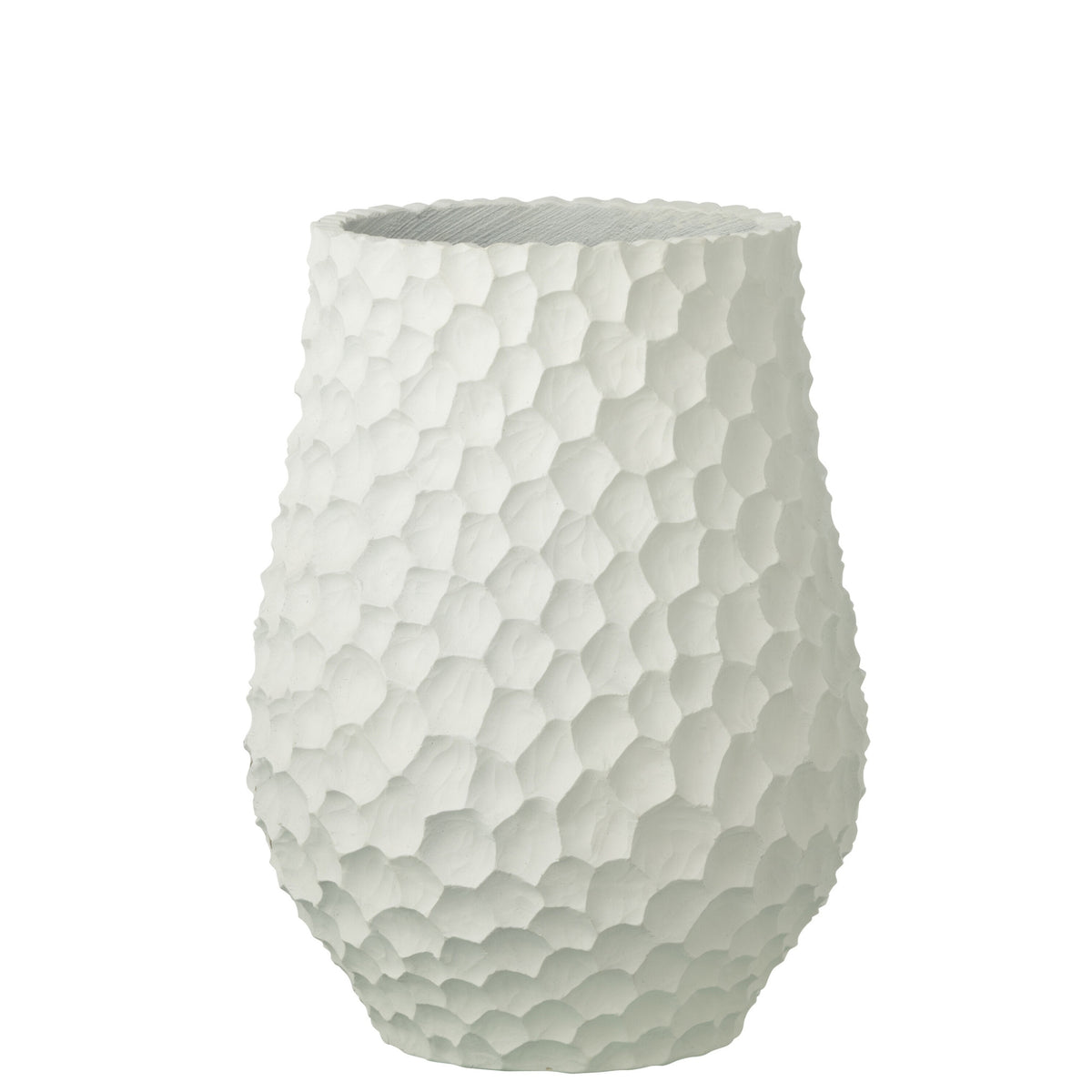 Vaso per piante con scanalature + esterno bianco sabbia Large J-Line