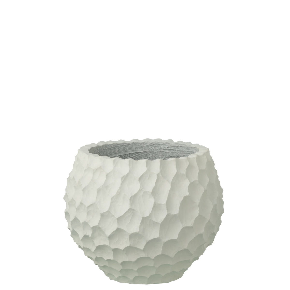 Vaso per piante con scanalature + esterno bianco sabbia piccolo J-Line
